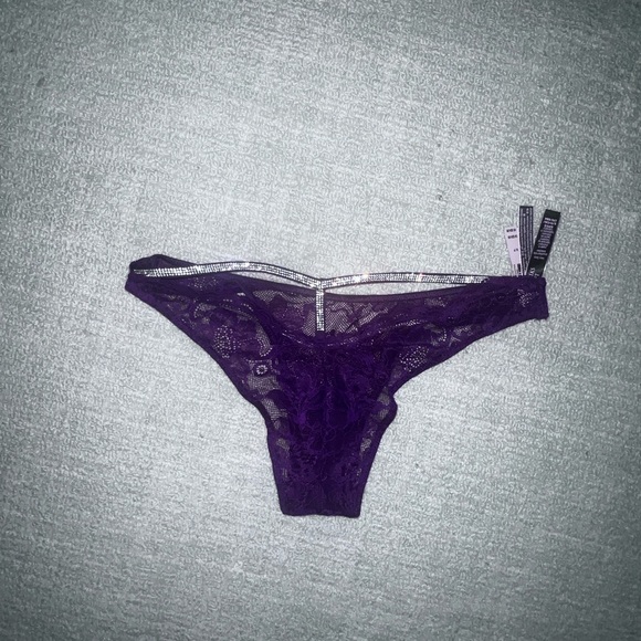 New Victoria's Secret rhinestone Brazilian lace panty small shine strap sexy - Picture 5 of 7